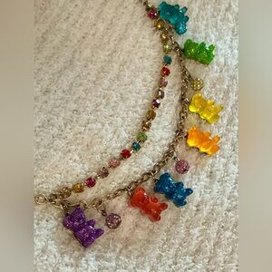 Betsey Johnson Rainbow Gummy Bear Layered Necklace Y2K Kawaii Cute
